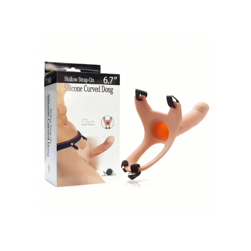 ARNES HOLLOW STRAP-ON SILICONE CURVED DONG 182012