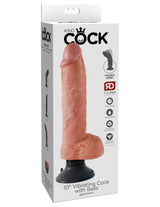 King Cock 10" Vibrating Cock With Balls - Light Pd541021