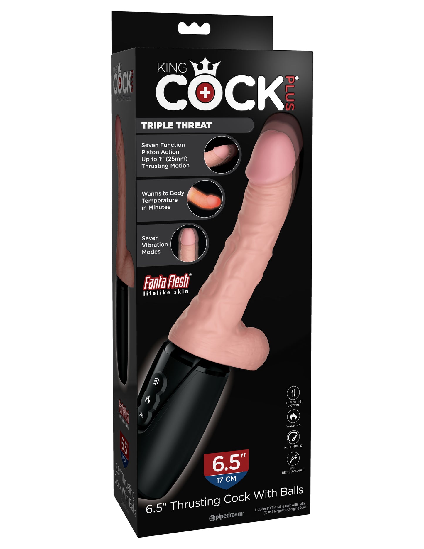 King Cock Plus 6.5" Thrusting Cock With Balls - Light Pd572821