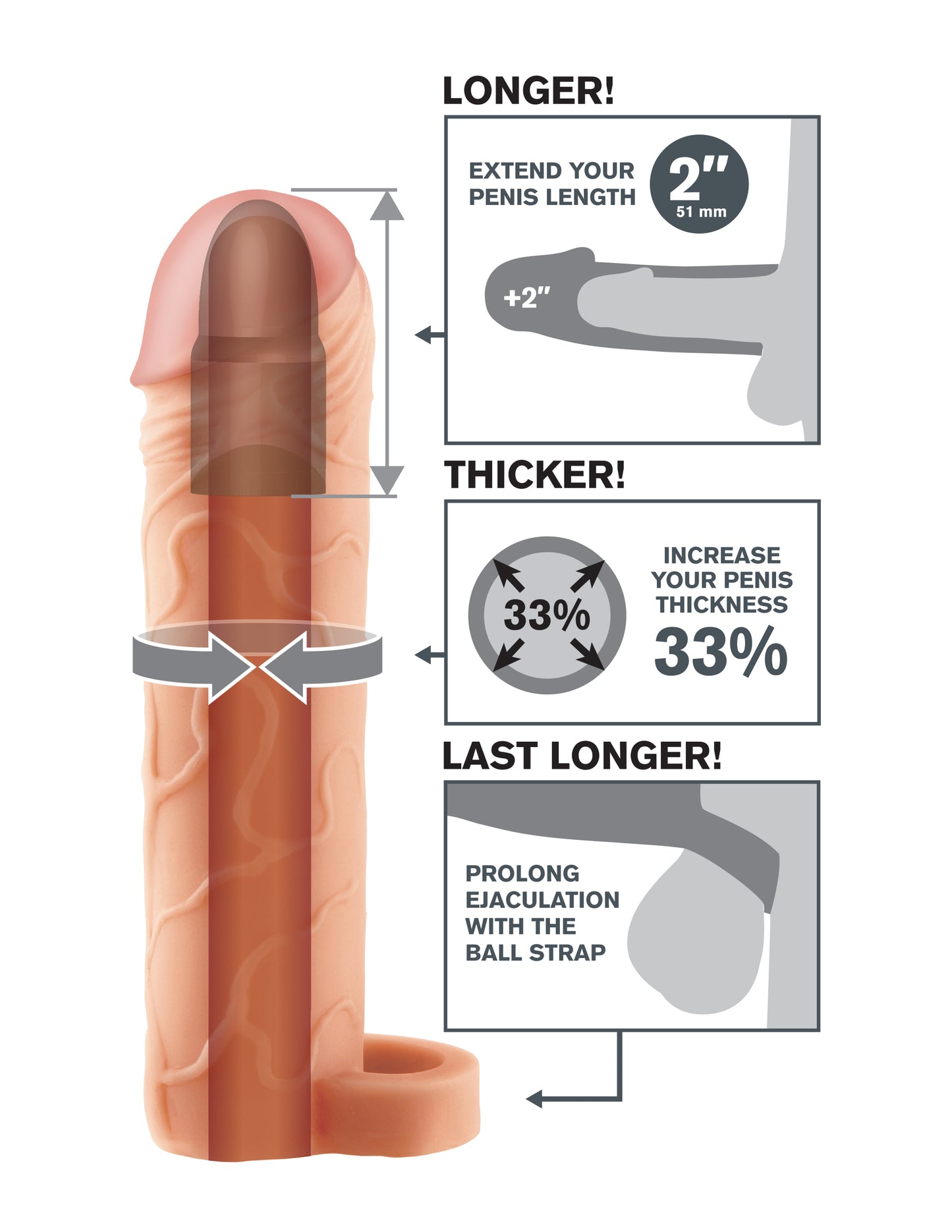 Funda Fantasy X-tensions Perfect 2" Extension with Ball Strap-Juguetes-Sexo Sentido-SexoSentido